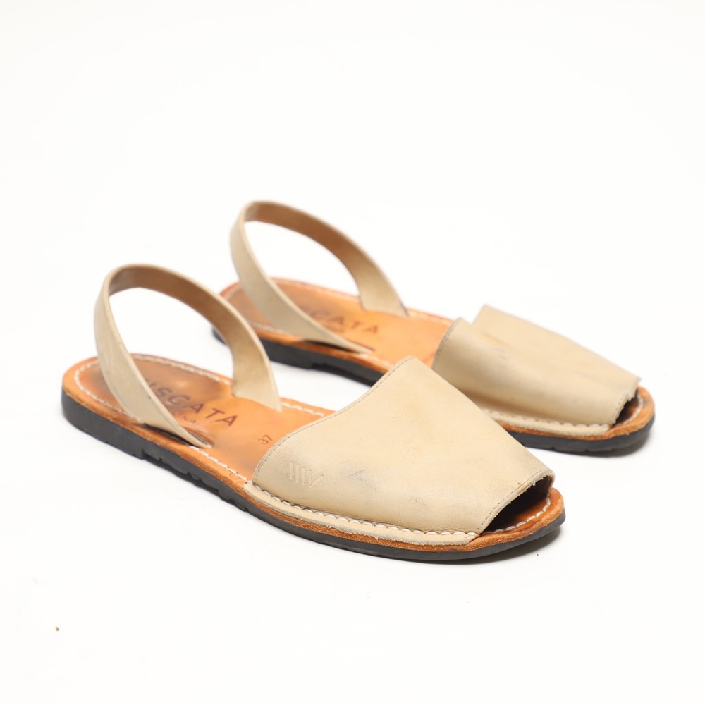 Viscata Menorquina Leather Peep Toe Sandals Size 37 US 6.5